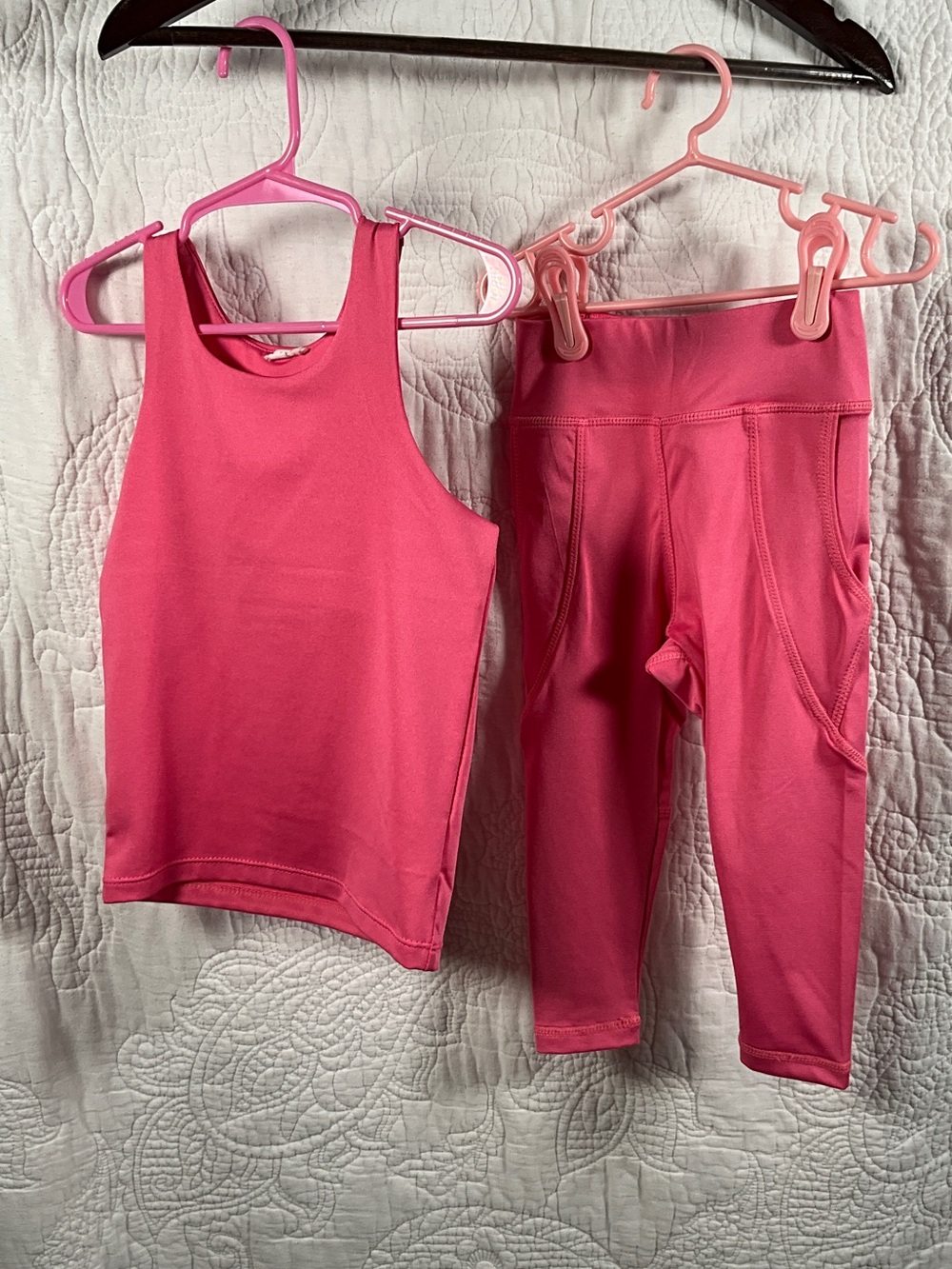 Girls' Pink Active Tank and Capri Set